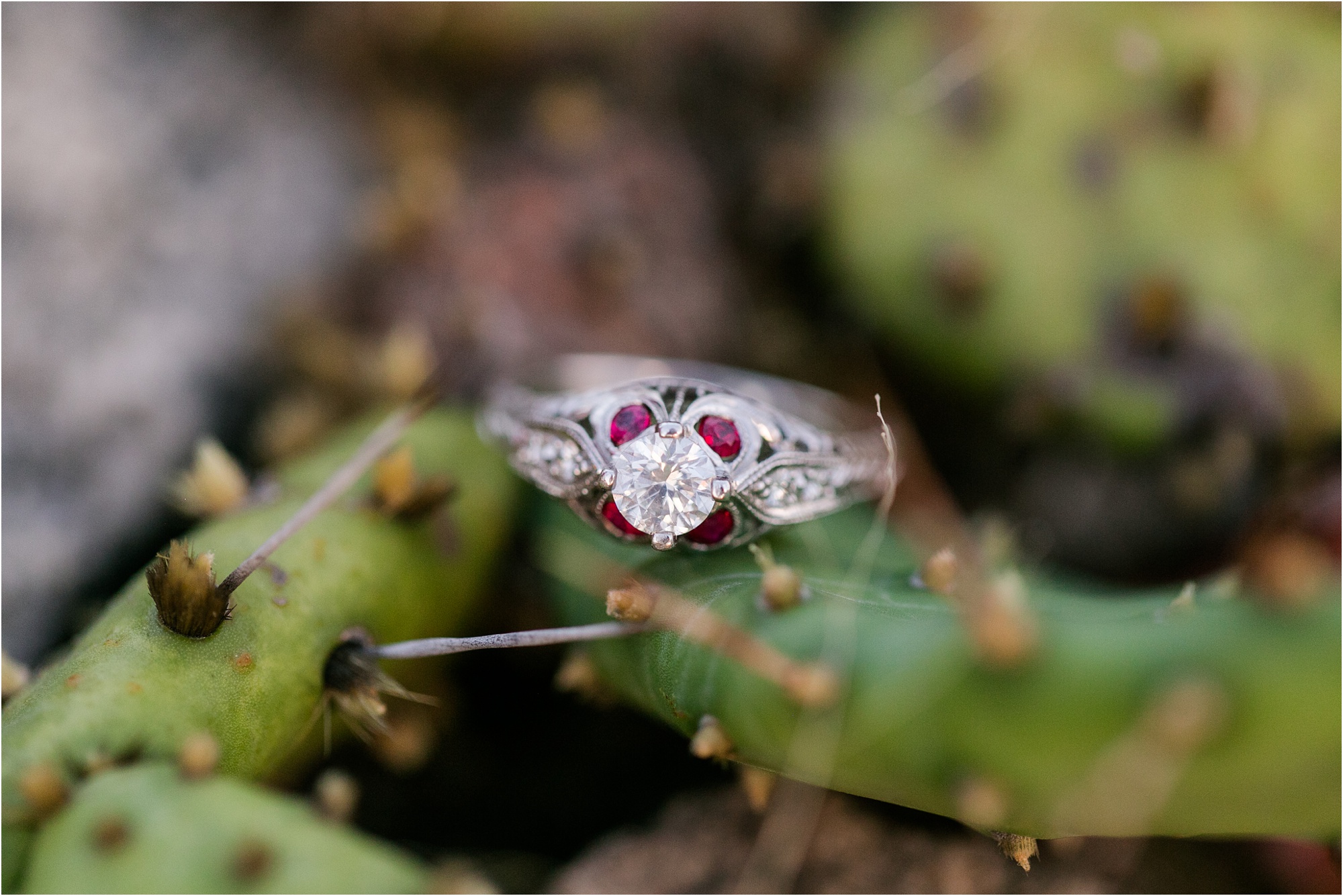 engagement ring ruby cactus