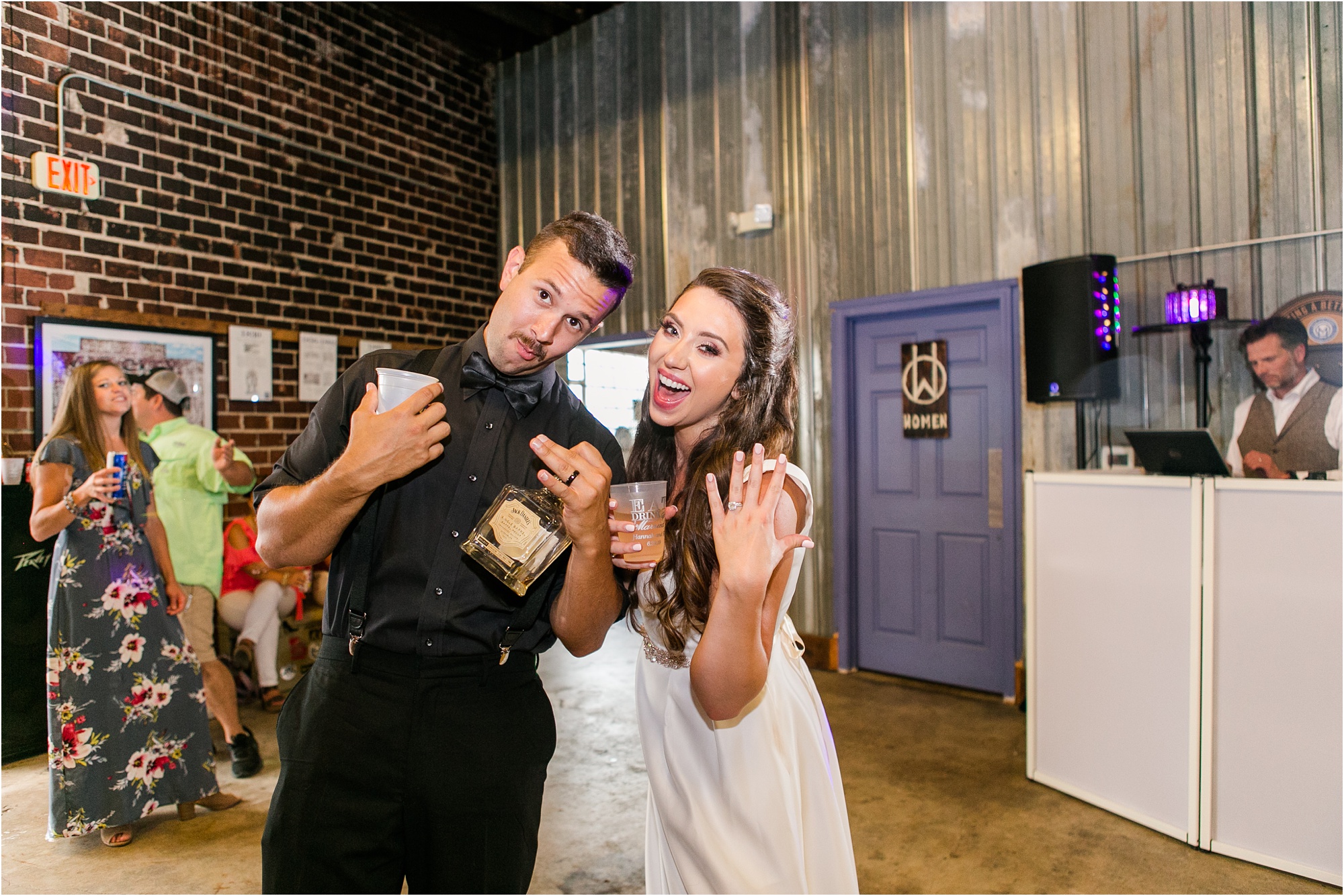 summer wedding reception macon beer company rings