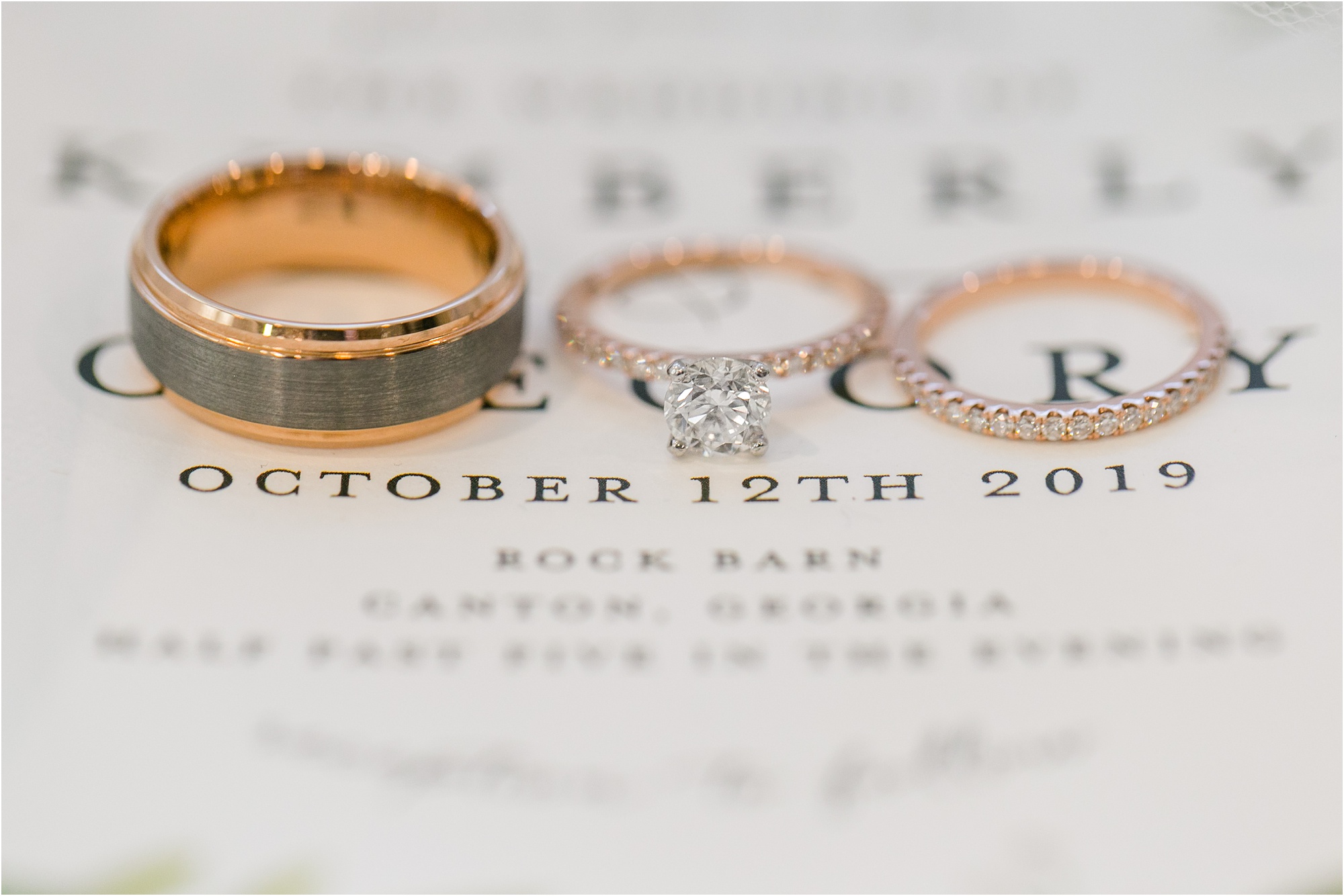 rock barn canton ga macon ga wedding photographer details wedding rings invitation