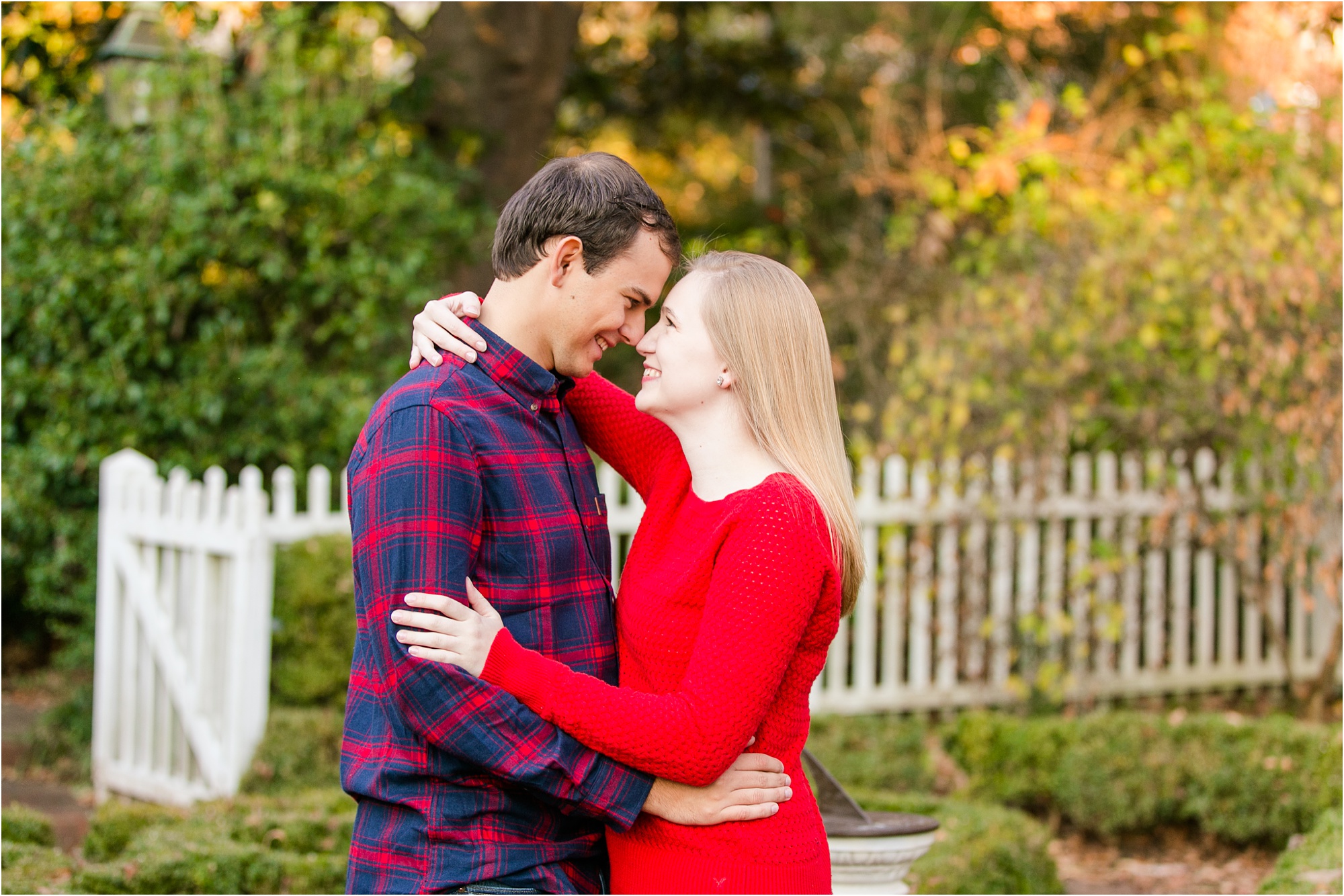 athens engagement photographer founders garden fall red blue